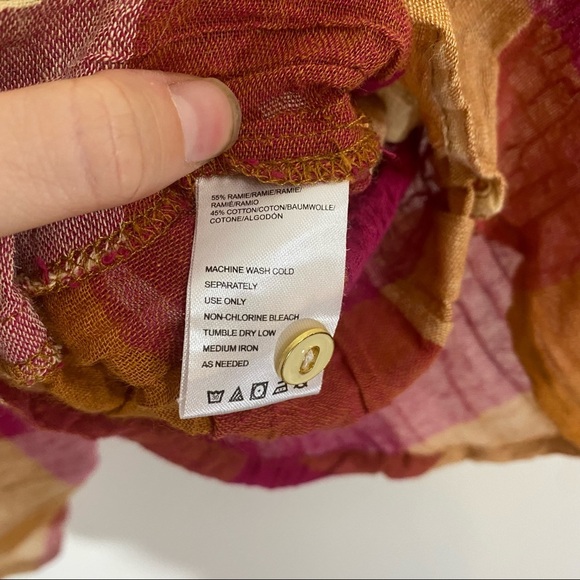 NWT Anthropologie Isabella Sinclair Posey Plaid Top Pink Rose Medium - Picture 7 of 8